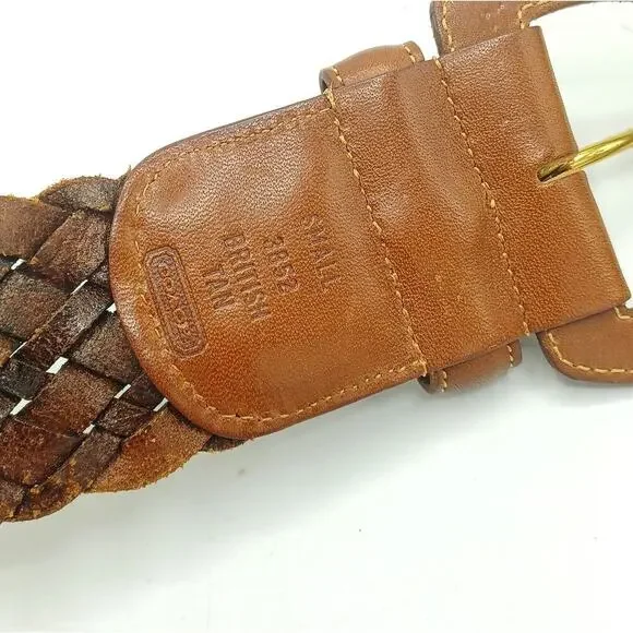 NEW COACH Vintage Woven Belt in British Tan / Boho Casual Gifting Cottage - Picture 9 of 11